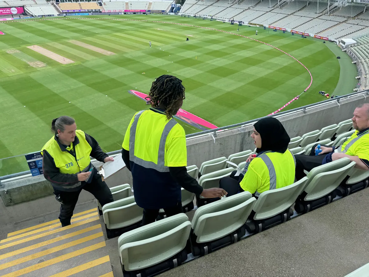 Level 2 Spectator Safety classroom session with the Safe and Trained slide on screen