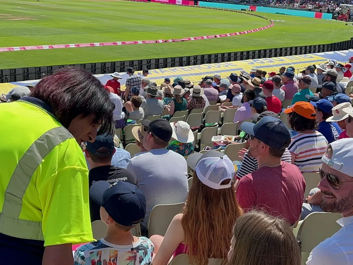 Steward on the radio at a busy event