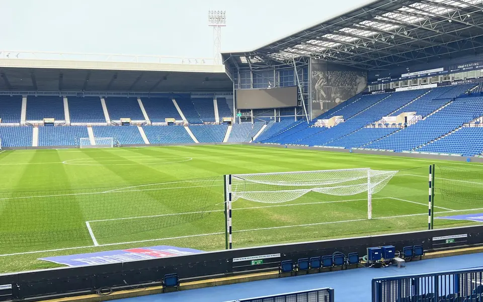 Football stadium pitch from the stand