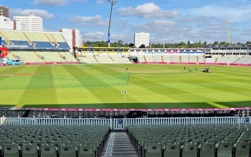 Cricket ground with floodlights